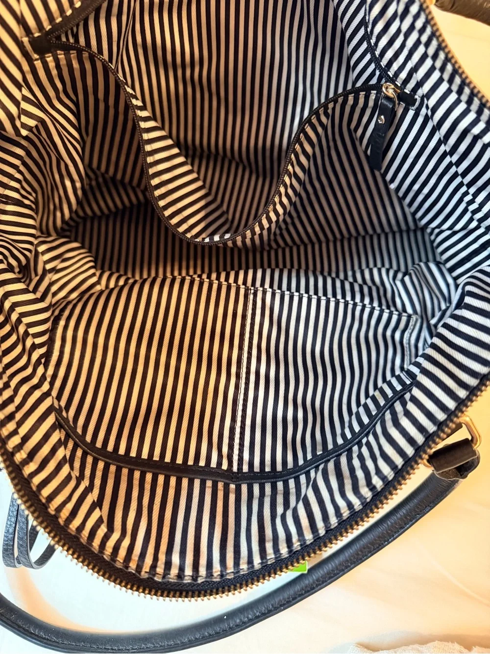 kate spade Leather Tote Bag in Taupe with Black Trim